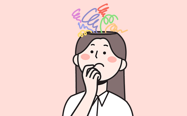 복잡한 생각에 고민하는 사람 일러스트 (칼럼 링크)